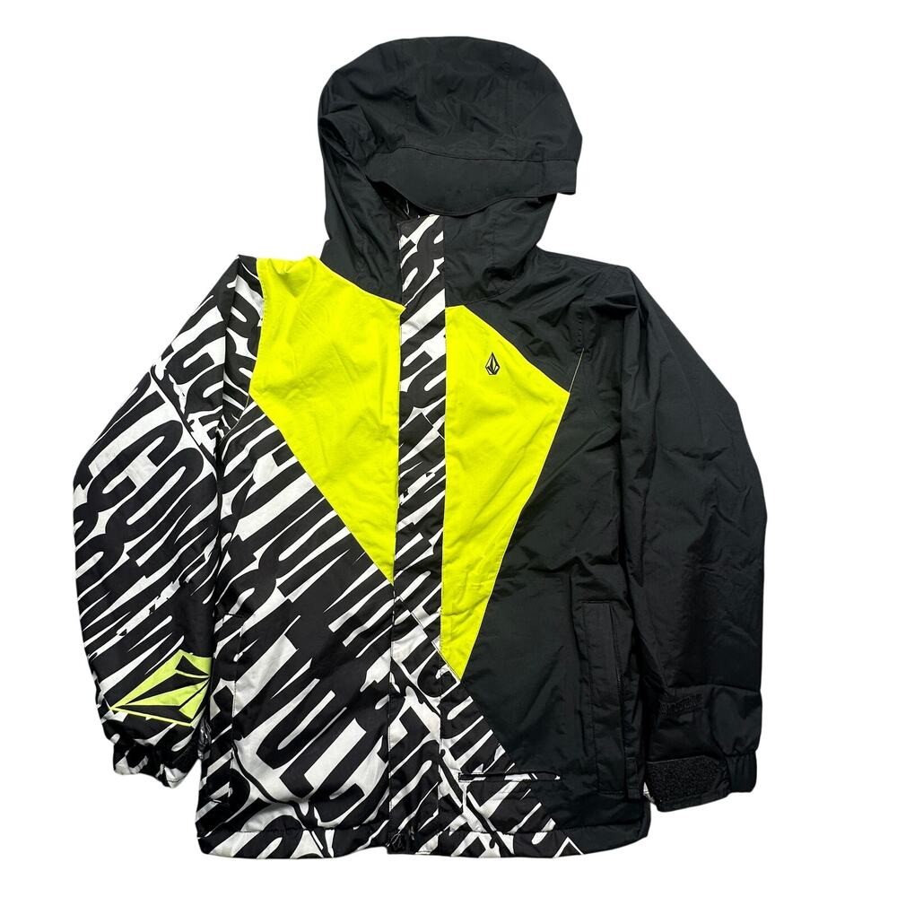 Volcom Ripper Insulated Jacket Youth Boys Medium Yellow Black White Waterproof